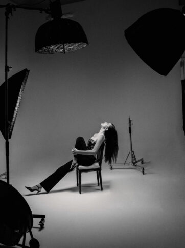 editorial studio set up with lighting